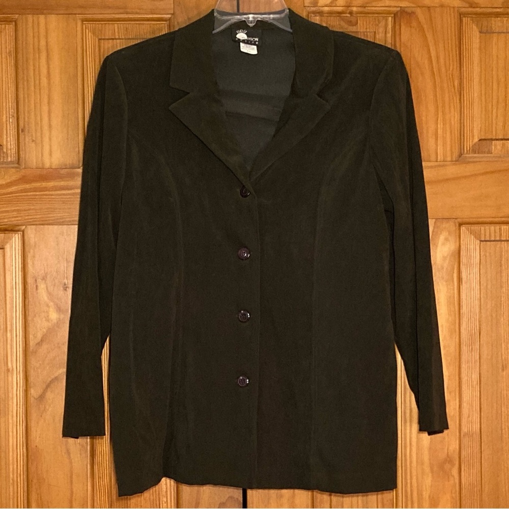 NWOT First Option Petite Vintage 90s Blazer Jacket Black Size LP Petite Large